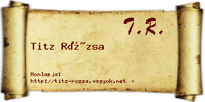 Titz Rózsa névjegykártya